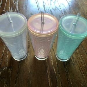 Anthropologie 3 Tumblers with Straws